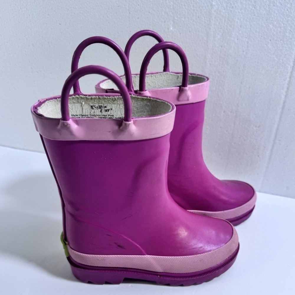 Western Chief rain boots girls size 7/8 hot pink waterproof rubber pull on